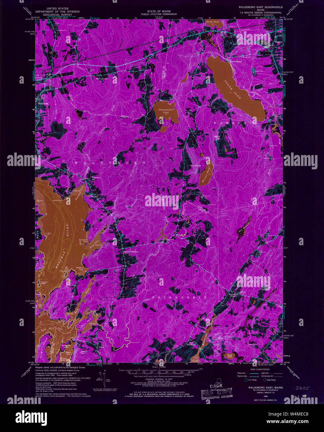 Maine USGS Historical Map Waldoboro East 807267 1965 24000 Inversion