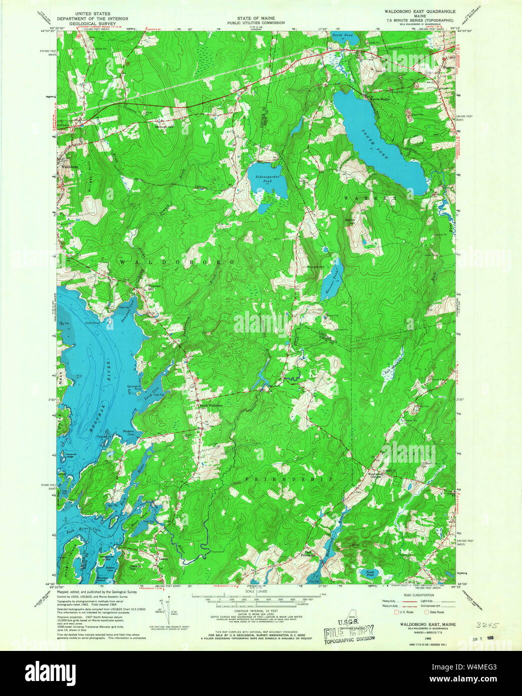 Maine USGS Historical Map Waldoboro East 807267 1965 24000 Restoration