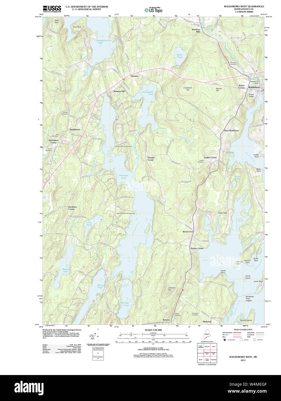 Maine USGS Historical Map Waldoboro West 20110906 TM Restoration Stock