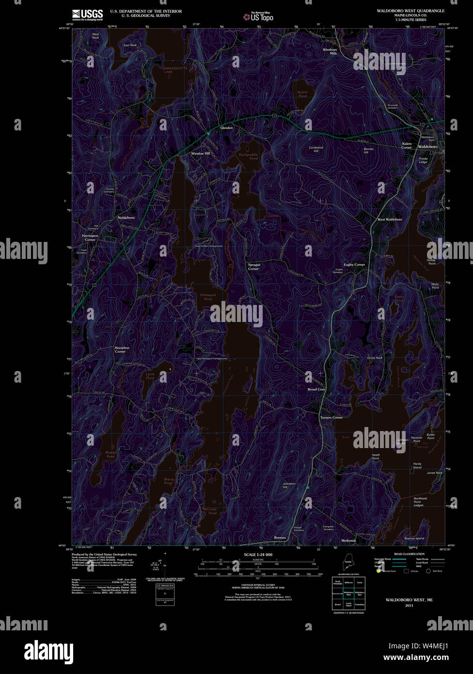 Maine USGS Historical Map Waldoboro West 20110906 TM Inversion