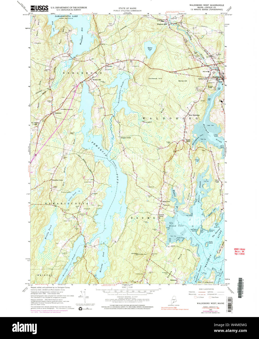 Maine USGS Historical Map Waldoboro West 461009 1965 24000 Restoration