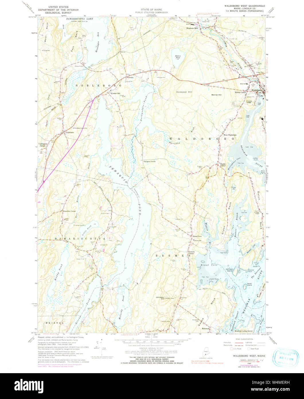 Maine USGS Historical Map Waldoboro West 461010 1965 24000 Restoration ...