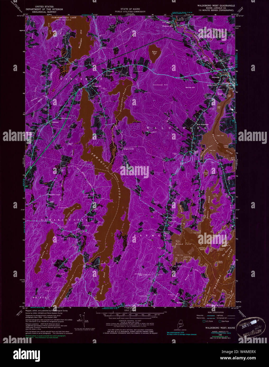 Maine USGS Historical Map Waldoboro West 807268 1965 24000 Inversion