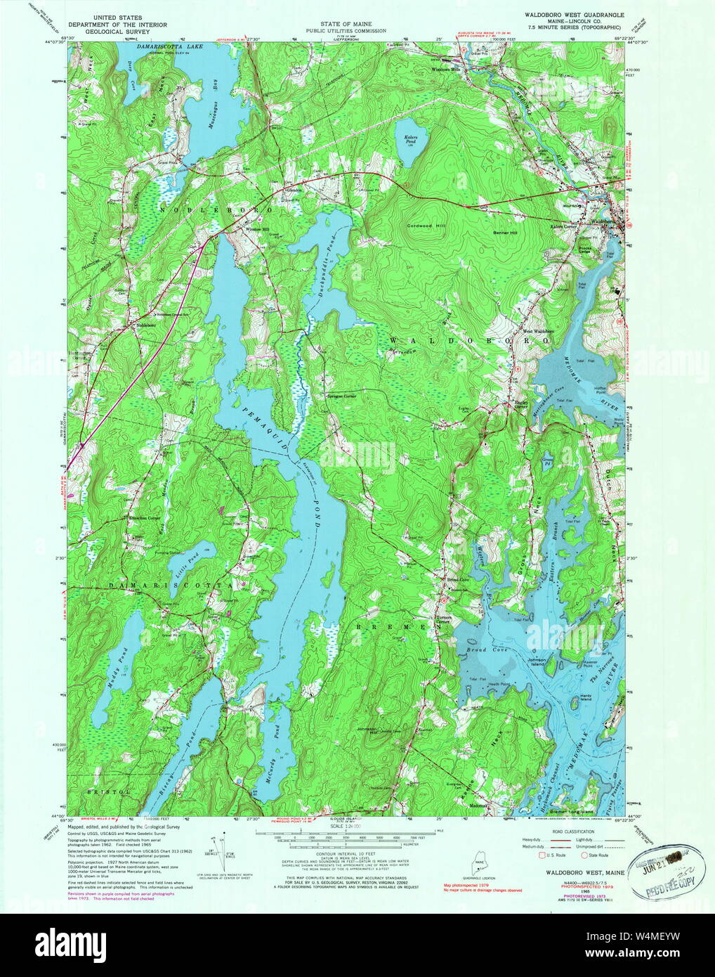 Maine USGS Historical Map Waldoboro West 807268 1965 24000 Restoration