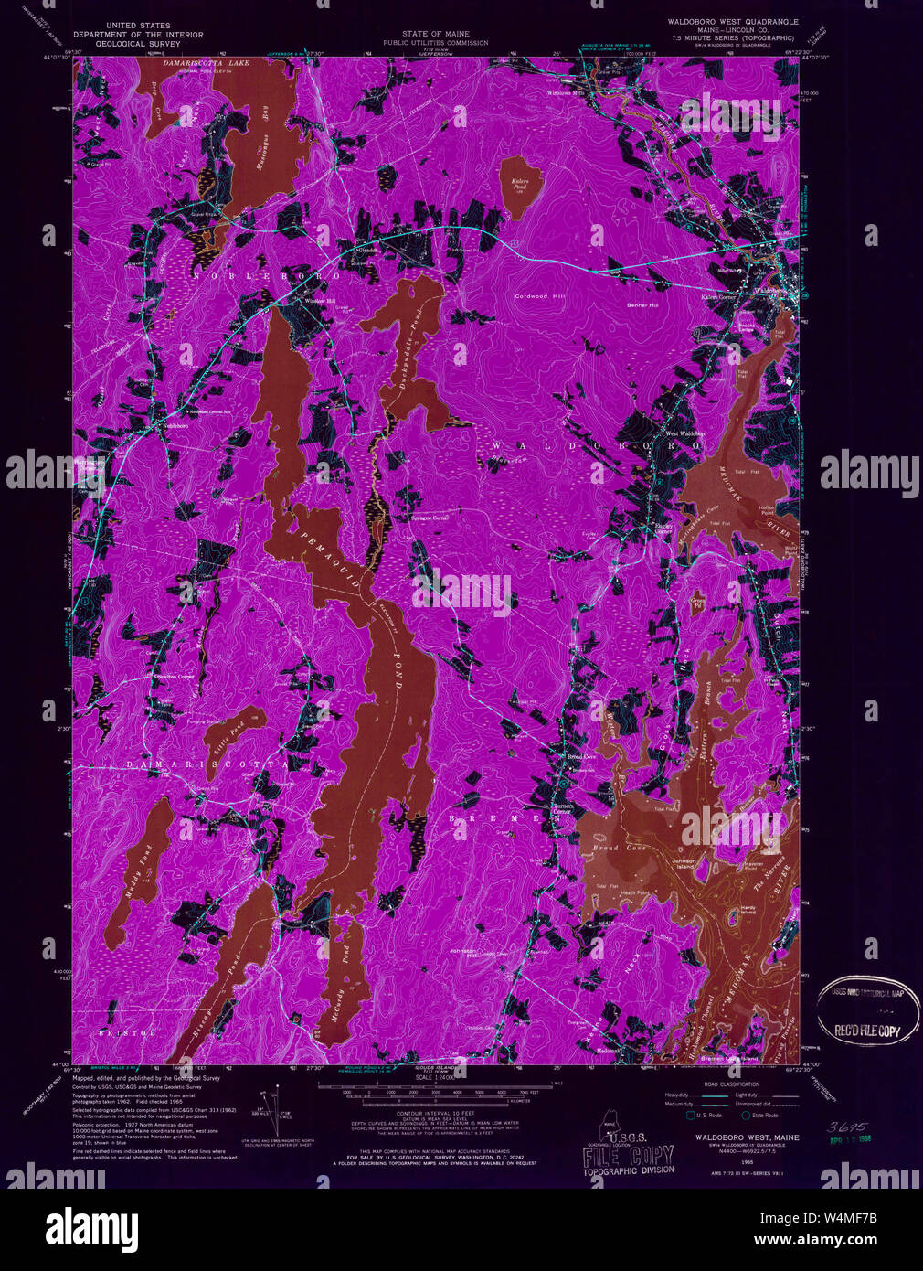 Maine USGS Historical Map Waldoboro West 807270 1965 24000 Inversion