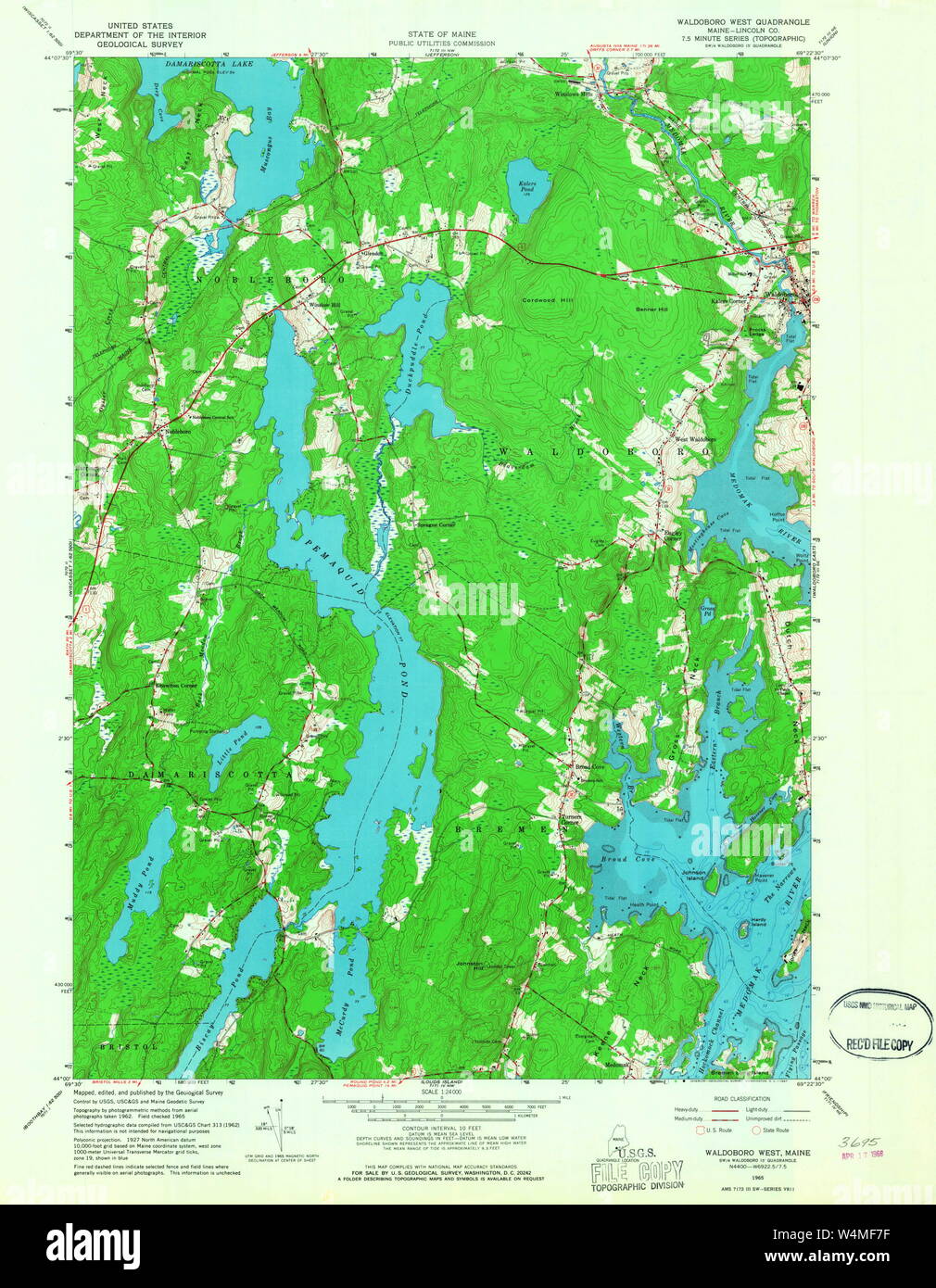 Maine USGS Historical Map Waldoboro West 807270 1965 24000 Restoration