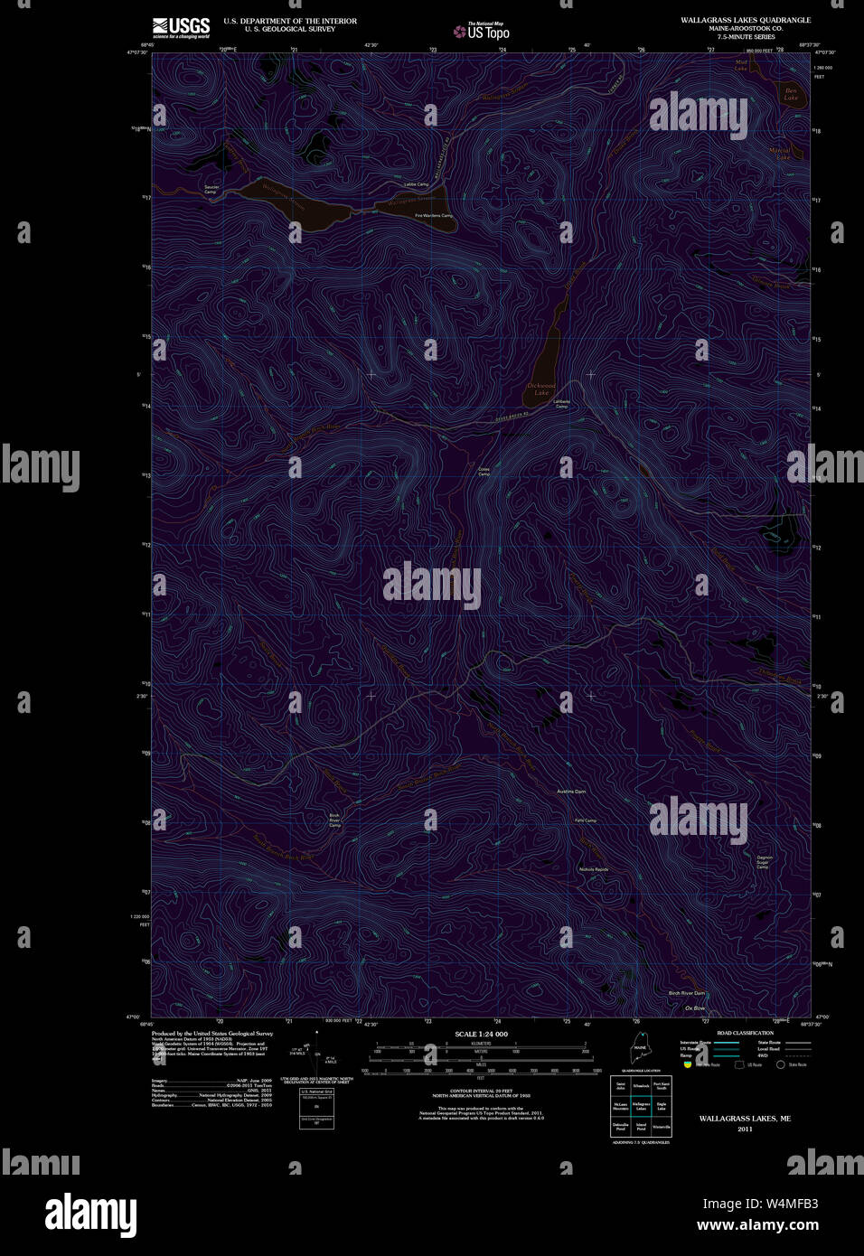 Maine USGS Historical Map Wallagrass Lakes 20110831 TM Inversion