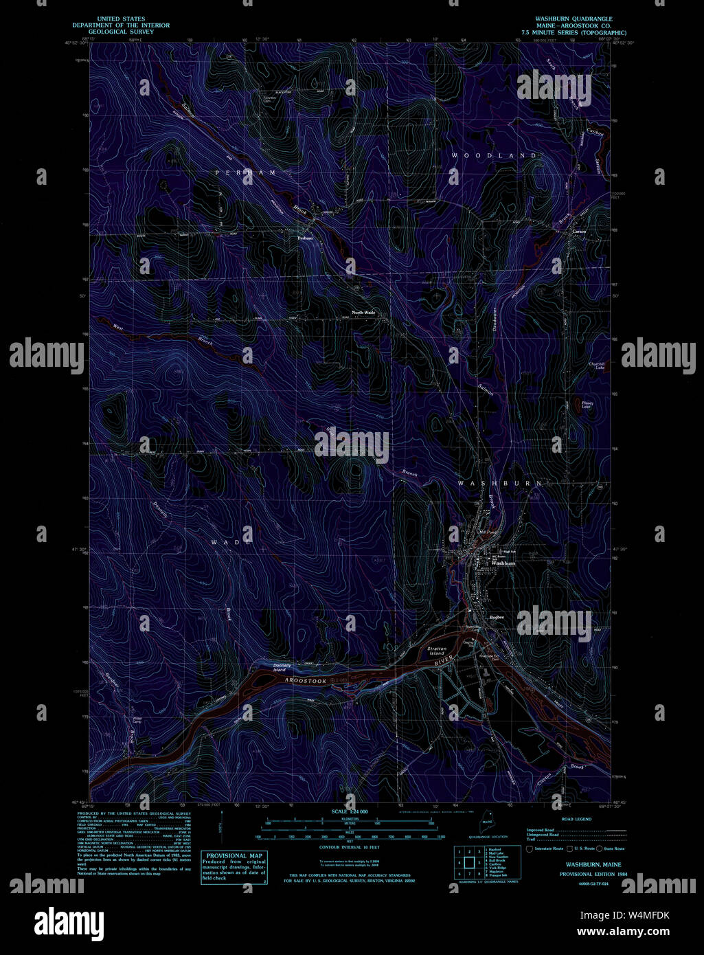 Maine USGS Historical Map Washburn 103076 1984 24000 Inversion