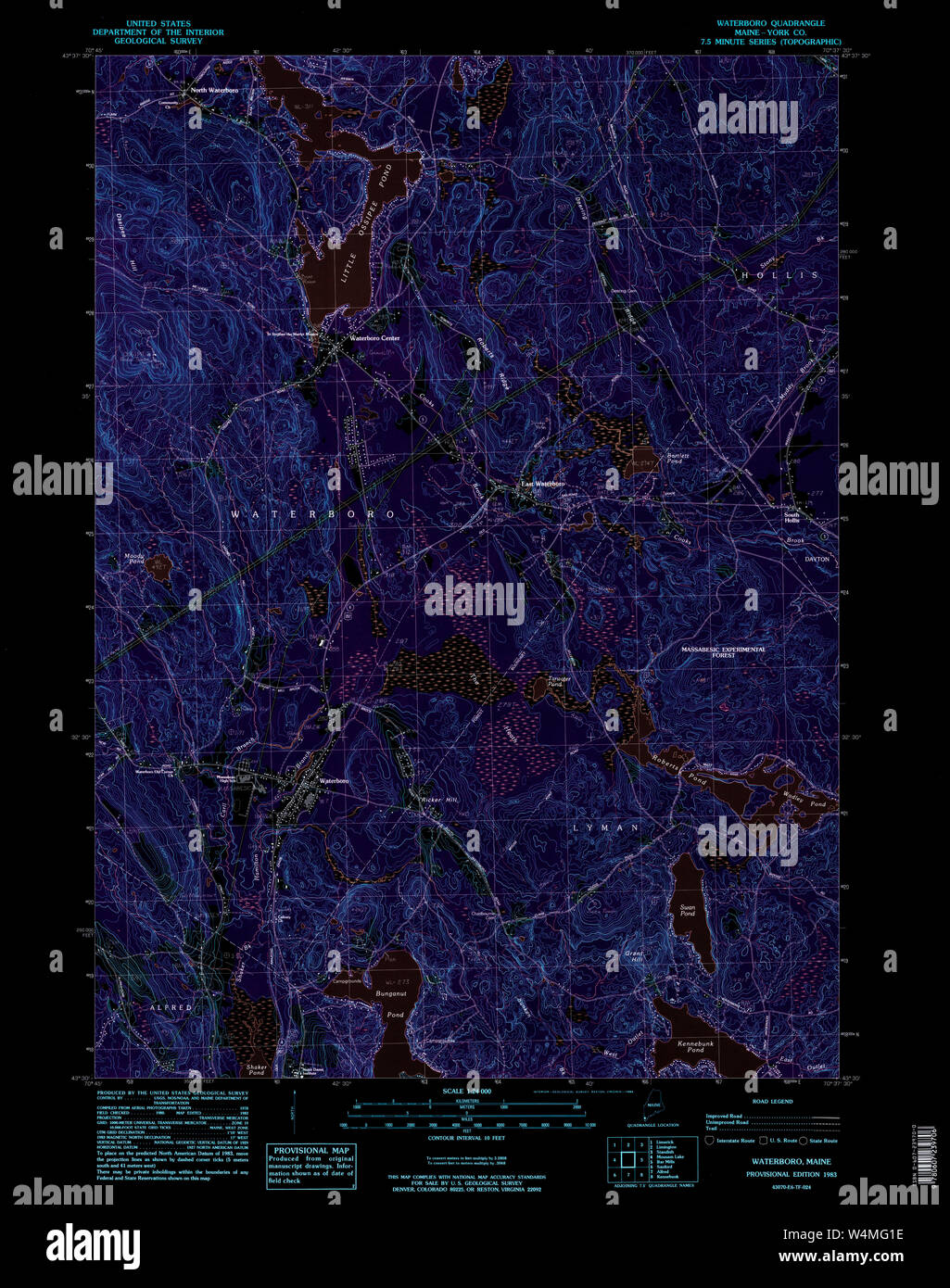 Maine USGS Historical Map Waterboro 103080 1983 24000 Inversion