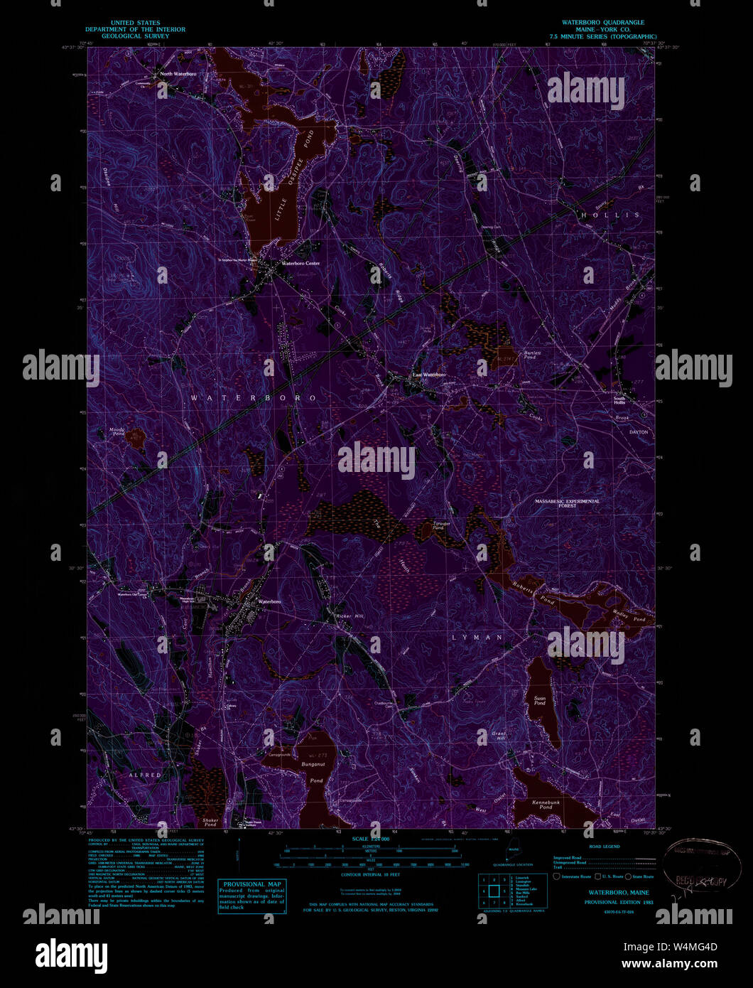 Maine USGS Historical Map Waterboro 461012 1983 24000 Inversion Restoration Stock Photo Alamy