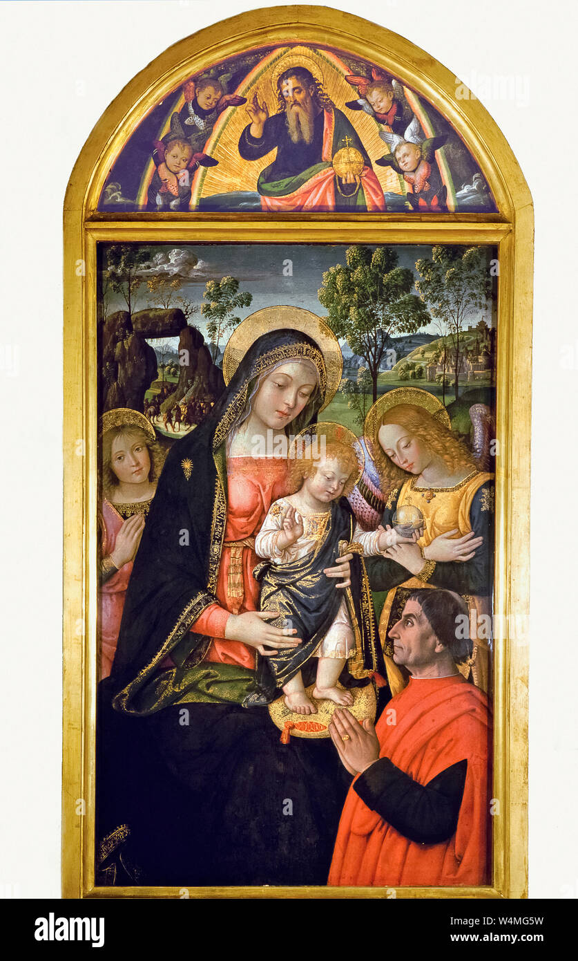 Italy Marche San Severino Marche - Pinacoteca Comunale "P. Tacchi Venturi" - Pinturicchio 'Madonna della Pace e L'Eterno' Stock Photo