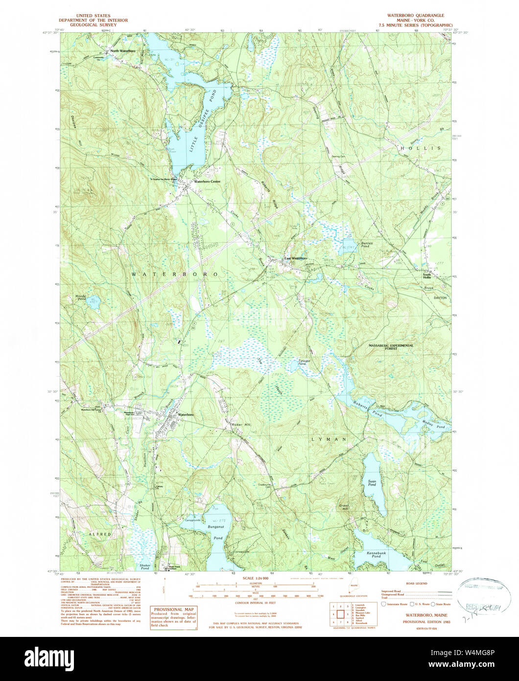Maine USGS Historical Map Waterboro 461012 1983 24000 Restoration Stock