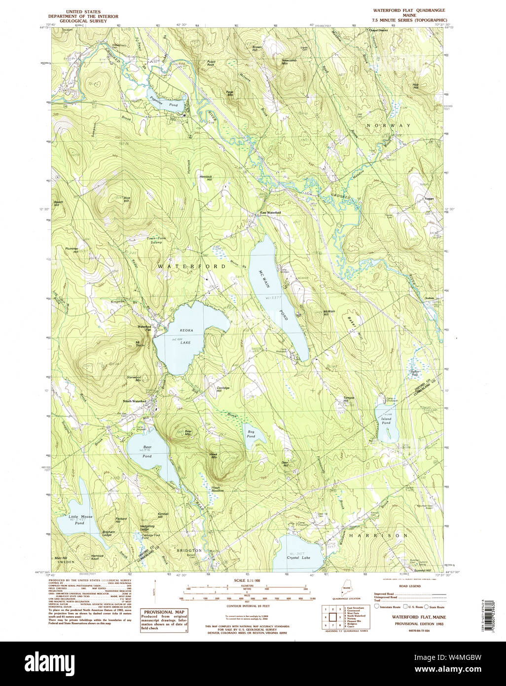 Maine USGS Historical Map Waterford Flat 103081 1983 24000 Restoration Stock Photo Alamy