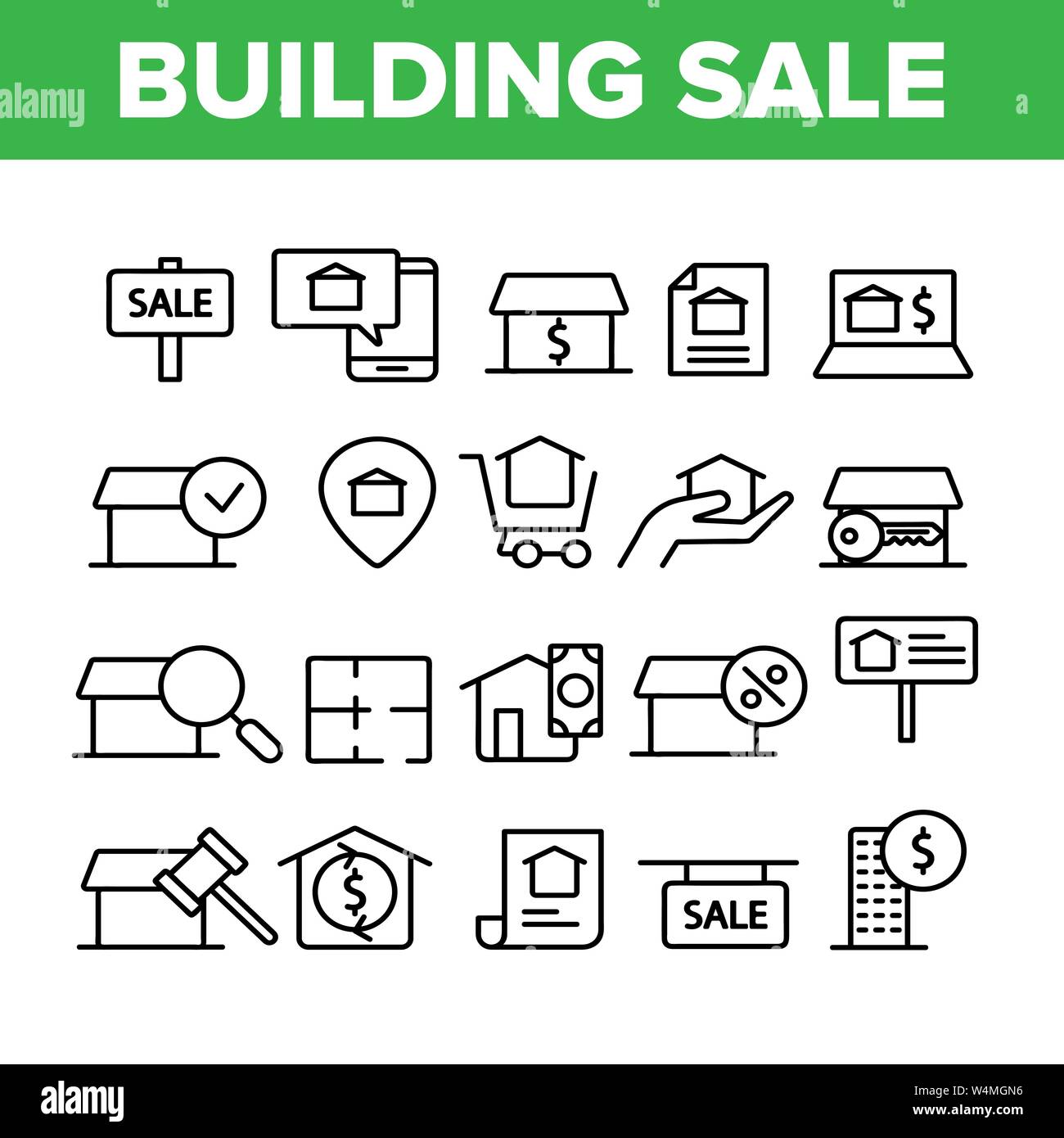 Buildings For Sale Vector Linear Icons Set Stock Vector Image & Art - Alamy