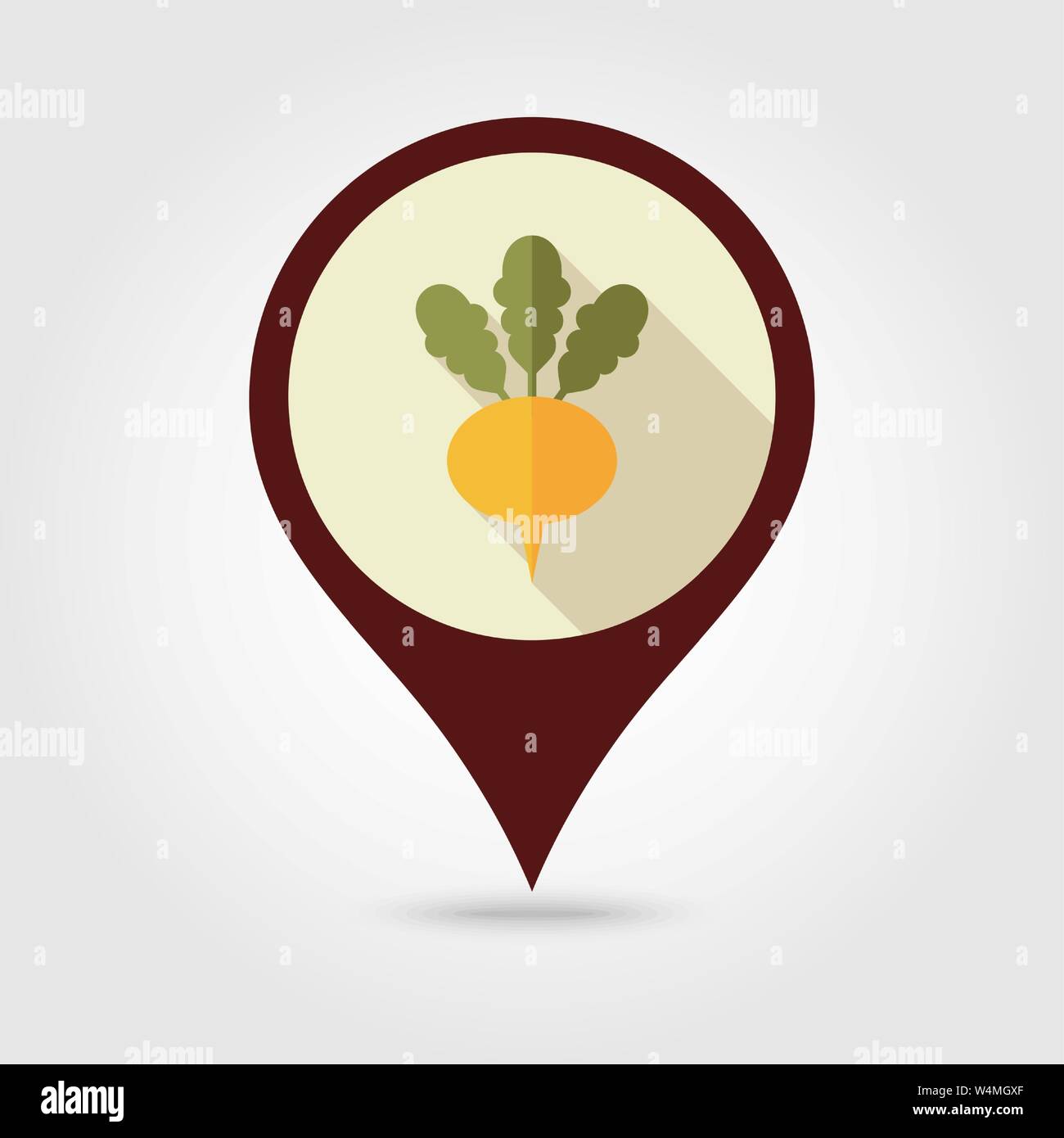 Turnip flat vector pin map icon. Map pointer. Map markers. Vegetable ...