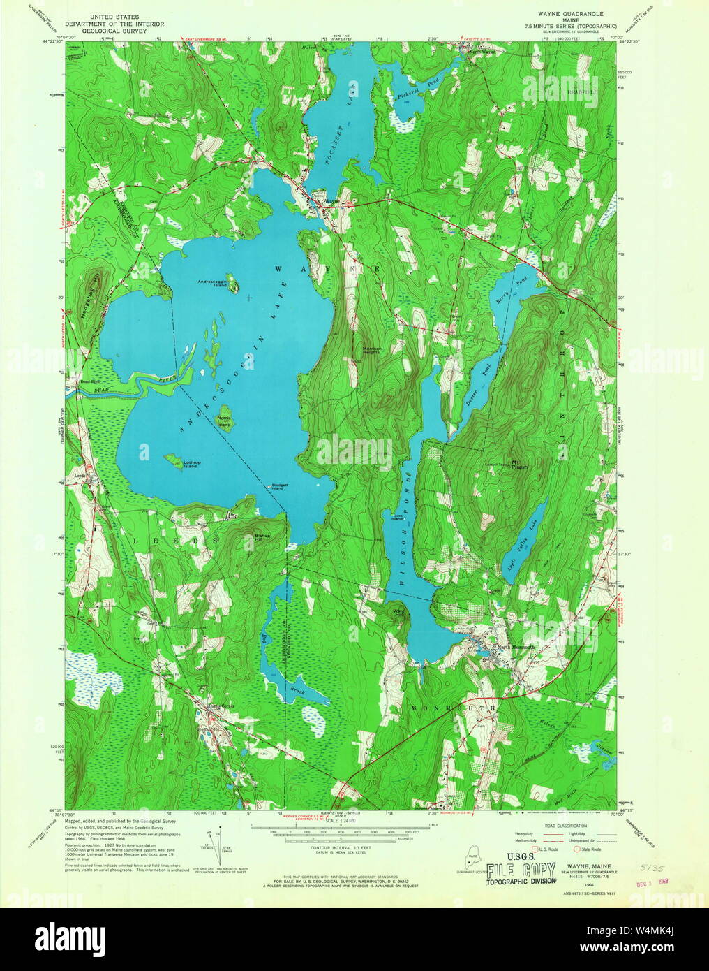 Maine USGS Historical Map Wayne 807281 1966 24000 Restoration Stock