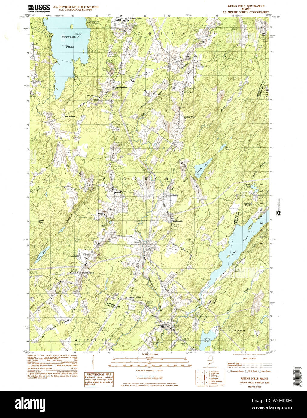 Maine USGS Historical Map Weeks Mills 103088 1982 24000 Restoration