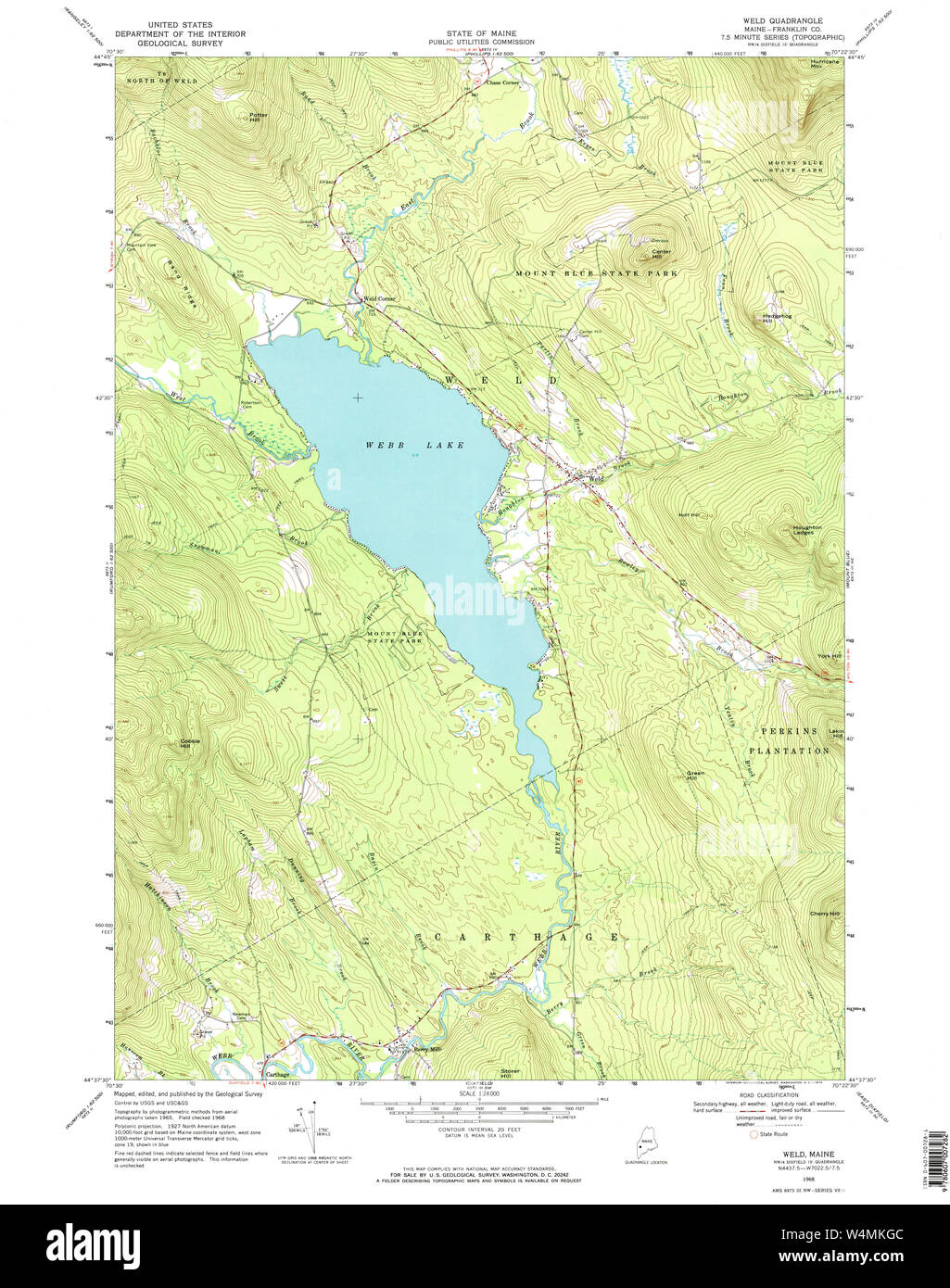 Maine USGS Historical Map Weld 103090 1968 24000 Restoration Stock