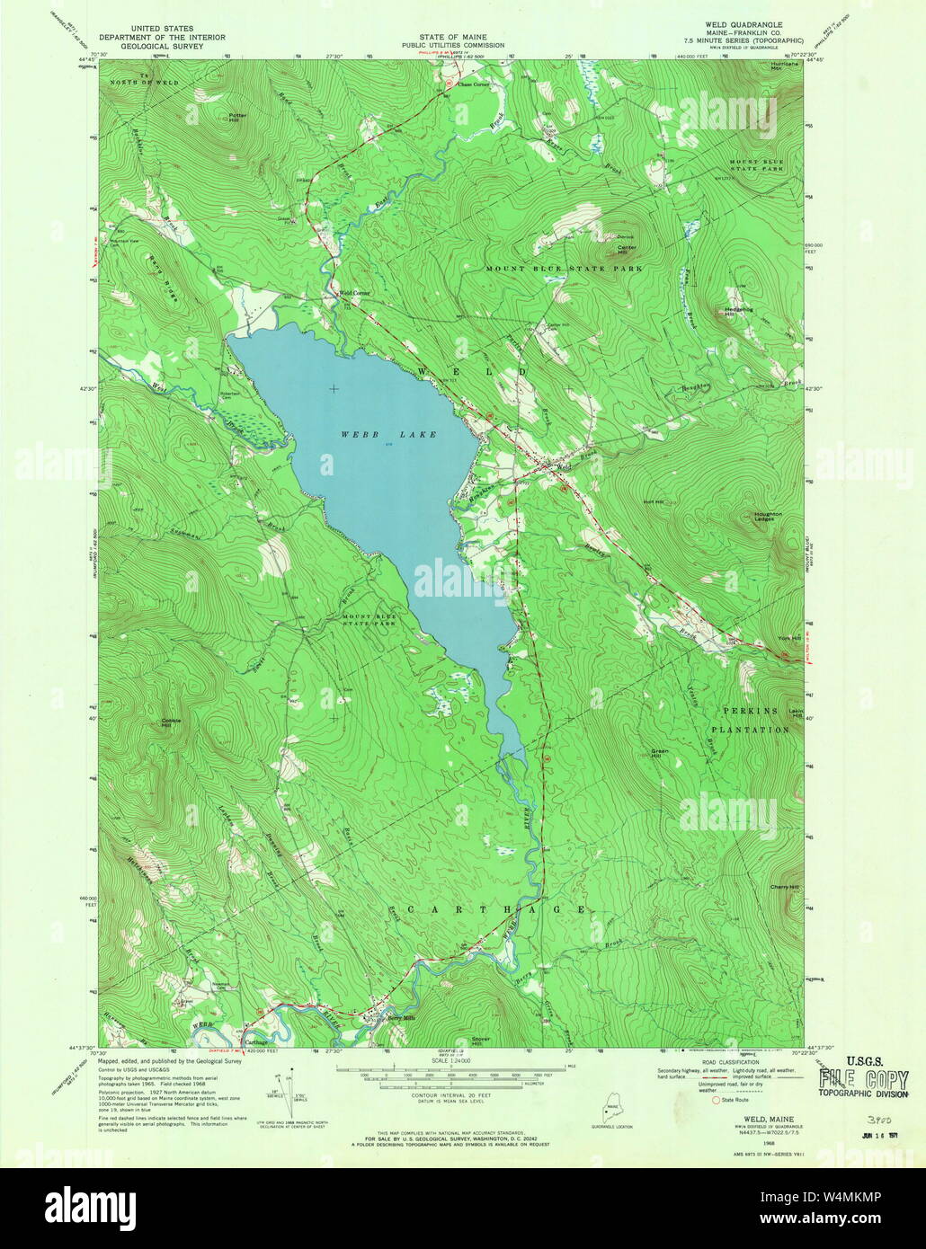 Maine USGS Historical Map Weld 807283 1968 24000 Restoration Stock