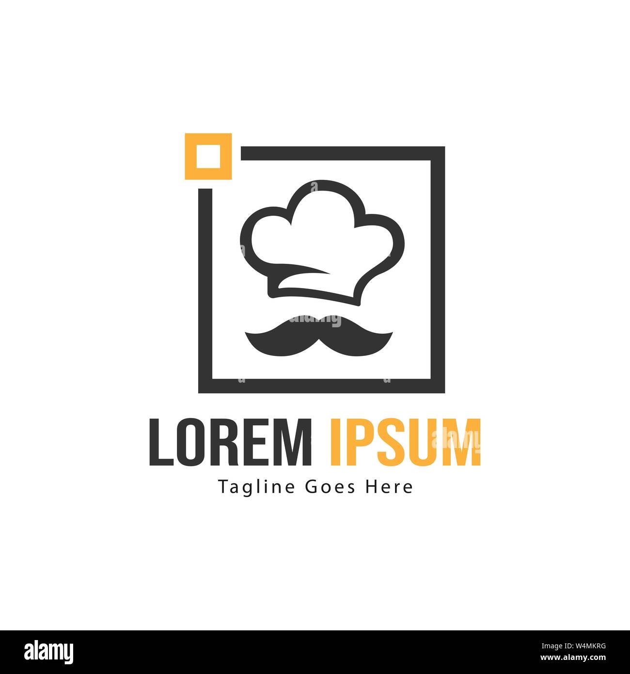 Chef logo template design with frame. minimalist Chef logo vector illustration design Stock Vector