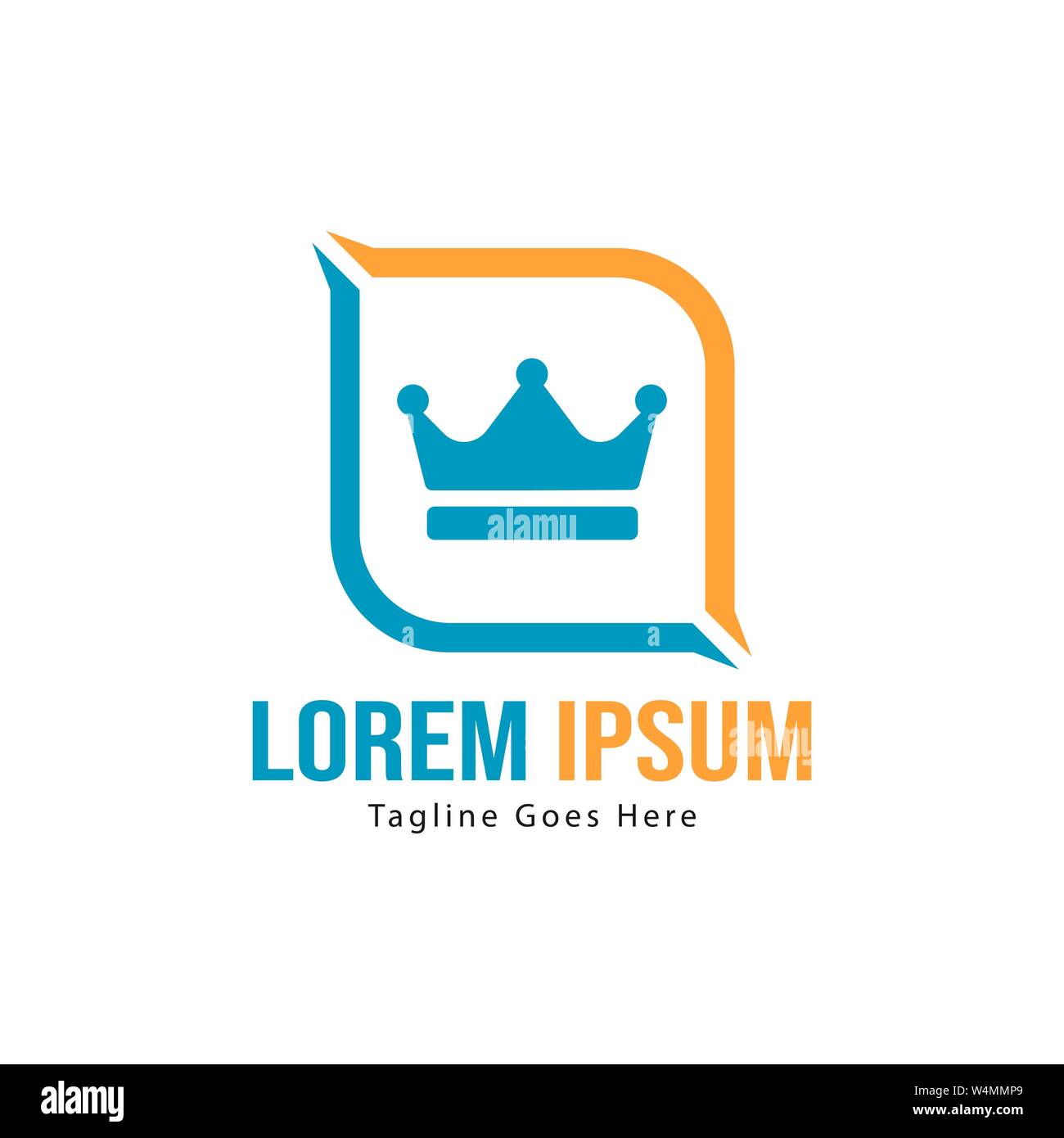 Crown logo template design with frame. minimalist crown logo vector illustration design Stock Vector