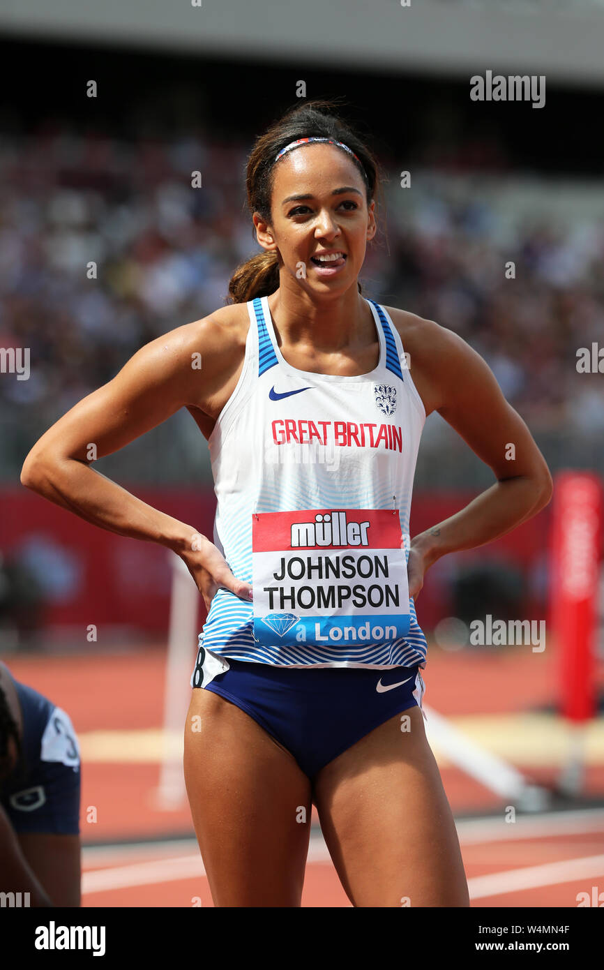 Katarina JOHNSON-THOMPSON (Great Britain) after competing in the Women's 200m Final at the 2019, IAAF Diamond League, Anniversary Games, Queen Elizabeth Olympic Park, Stratford, London, UK. Stock Photo
