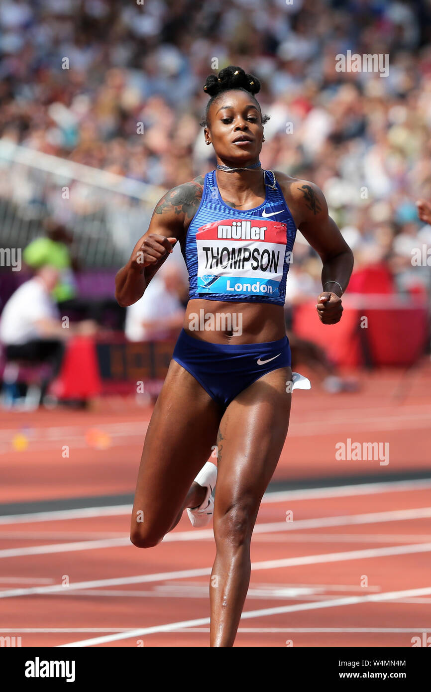 Elaine THOMPSON (Jamaica) winner of the Women's 200m Final at the 2019, IAAF Diamond League, Anniversary Games, Queen Elizabeth Olympic Park, Stratford, London, UK. Stock Photo