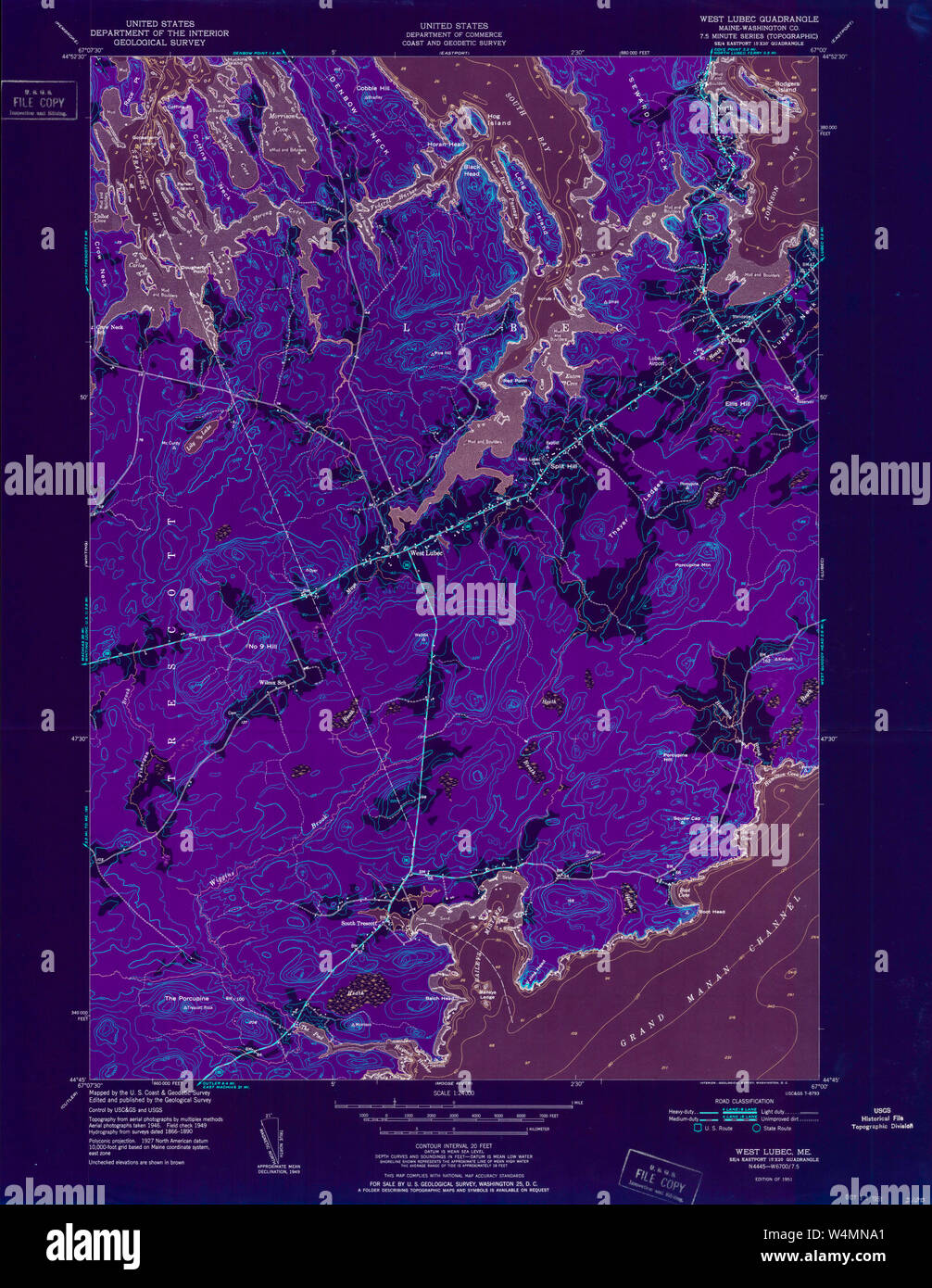 Maine USGS Historical Map West Lubec 807295 1951 24000 Inversion