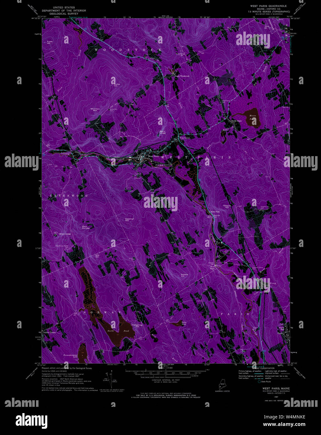 Maine USGS Historical Map West Paris 103101 1967 24000 Inversion