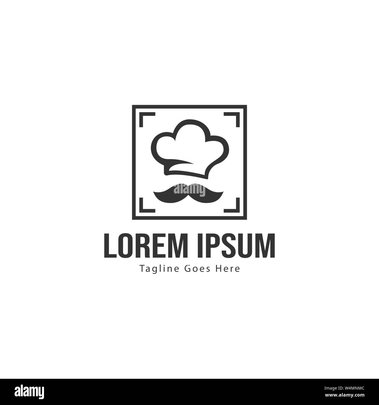 Chef Logo Template Design With Frame Minimalist Chef Logo Vector