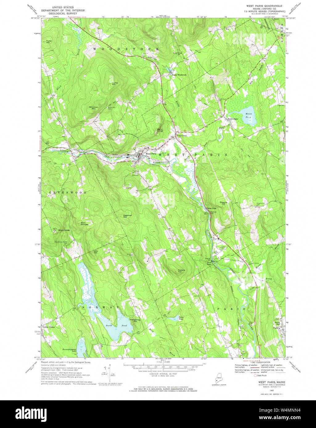 Maine USGS Historical Map West Paris 103101 1967 24000 Restoration Stock Photo Alamy