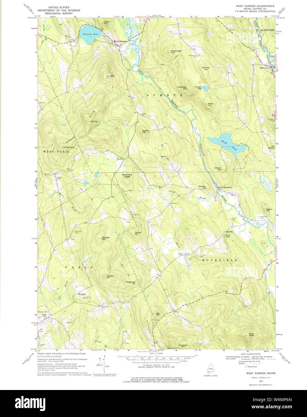 Maine USGS Historical Map West Sumner 103103 1967 24000 Restoration