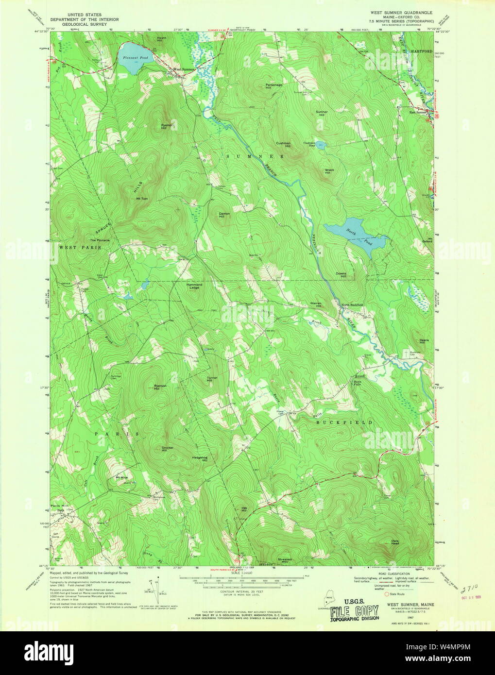 Maine USGS Historical Map West Sumner 807304 1967 24000 Restoration