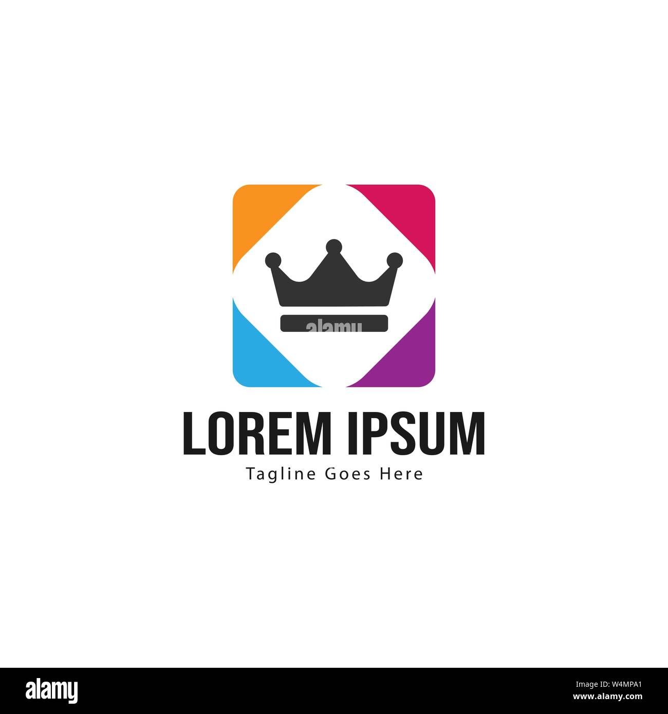 Crown logo template design with frame. minimalist crown logo vector ...