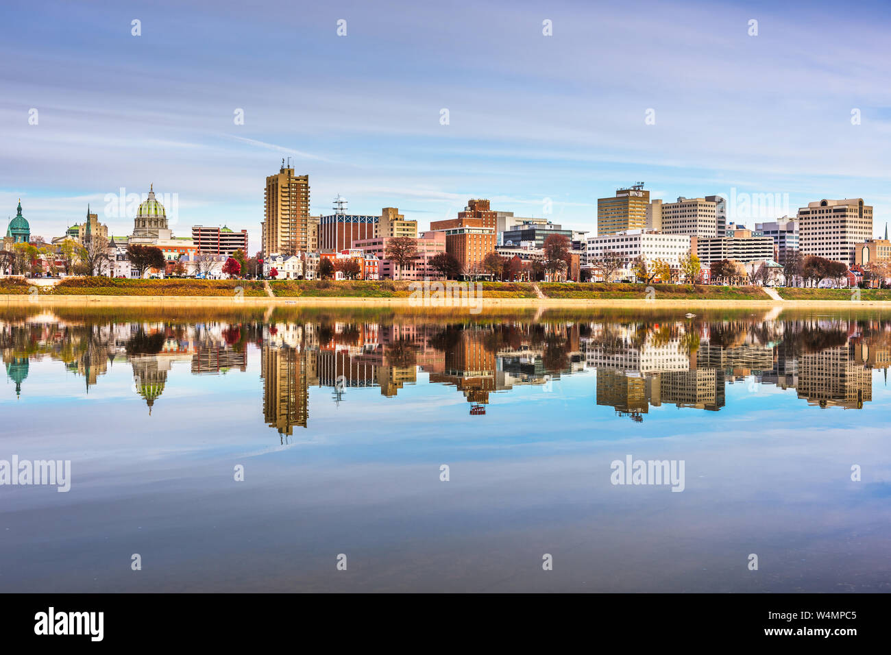 Harrisburg, Pennsylvania, USA downtown city skyline on the Susquehanna ...