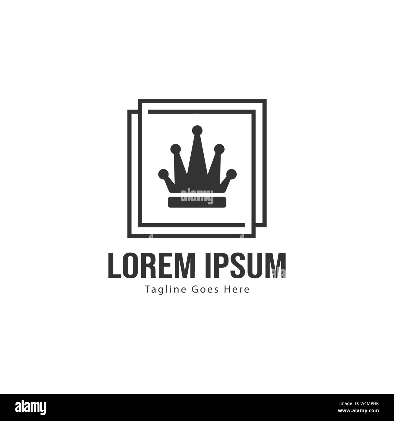 Crown logo template design with frame. minimalist crown logo vector ...