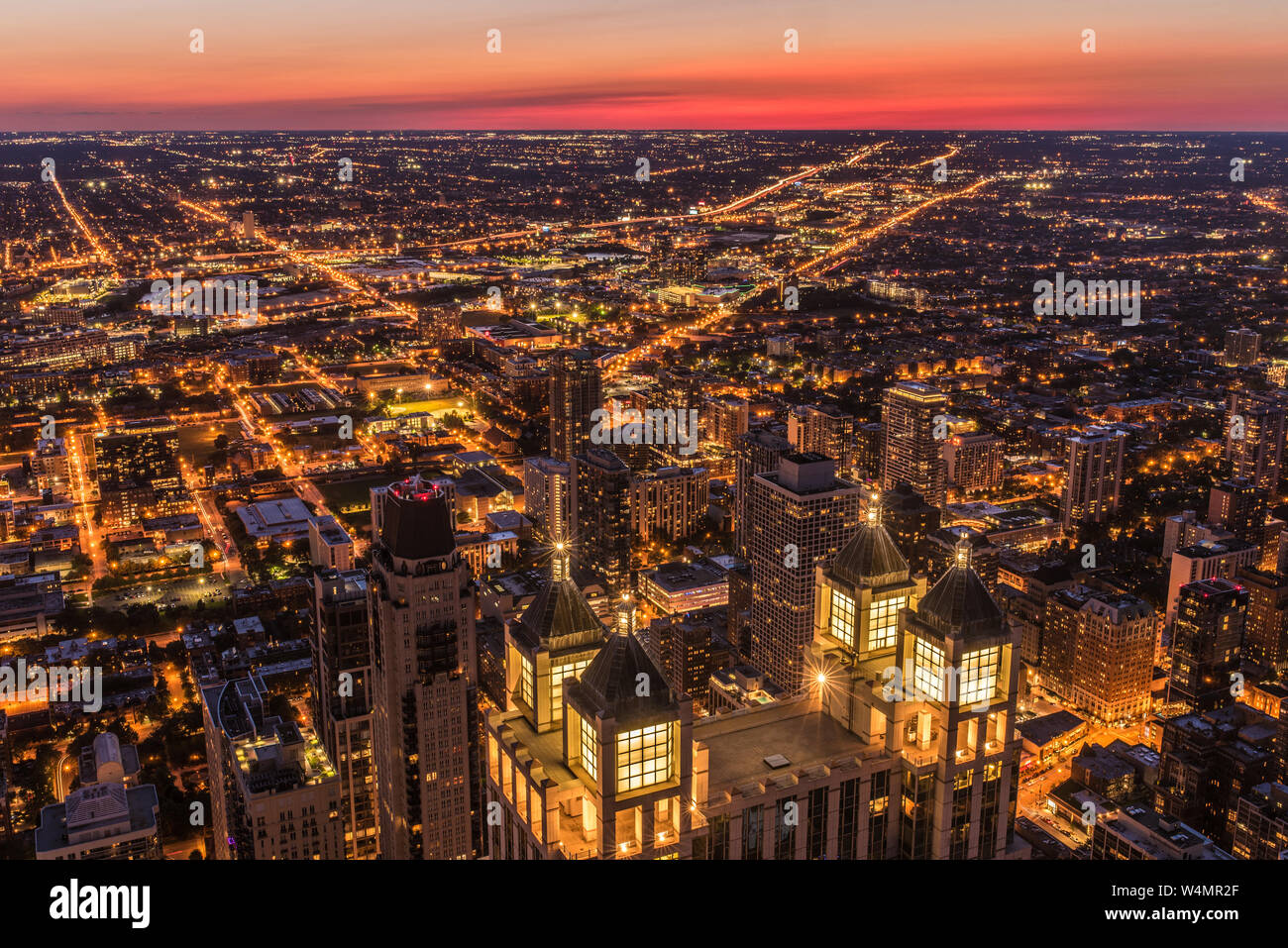 cityscape shot from 360 Chicago observation deck (John Hancock Observatory) Stock Photo