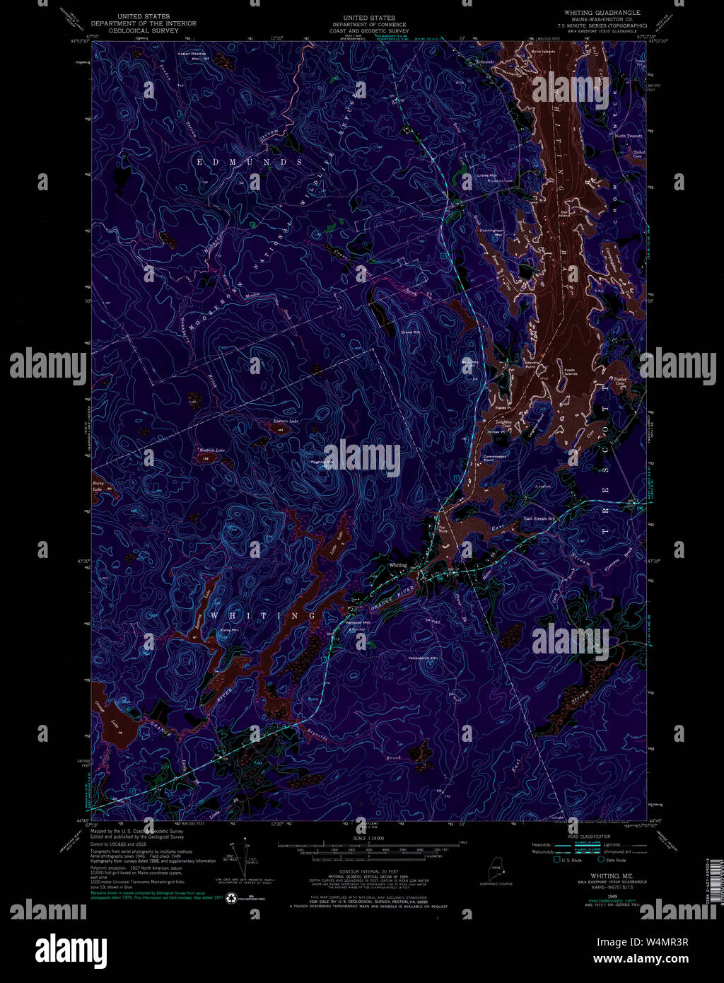 Maine USGS Historical Map Whiting 103110 1949 24000 Inversion Restoration Stock Photo Alamy