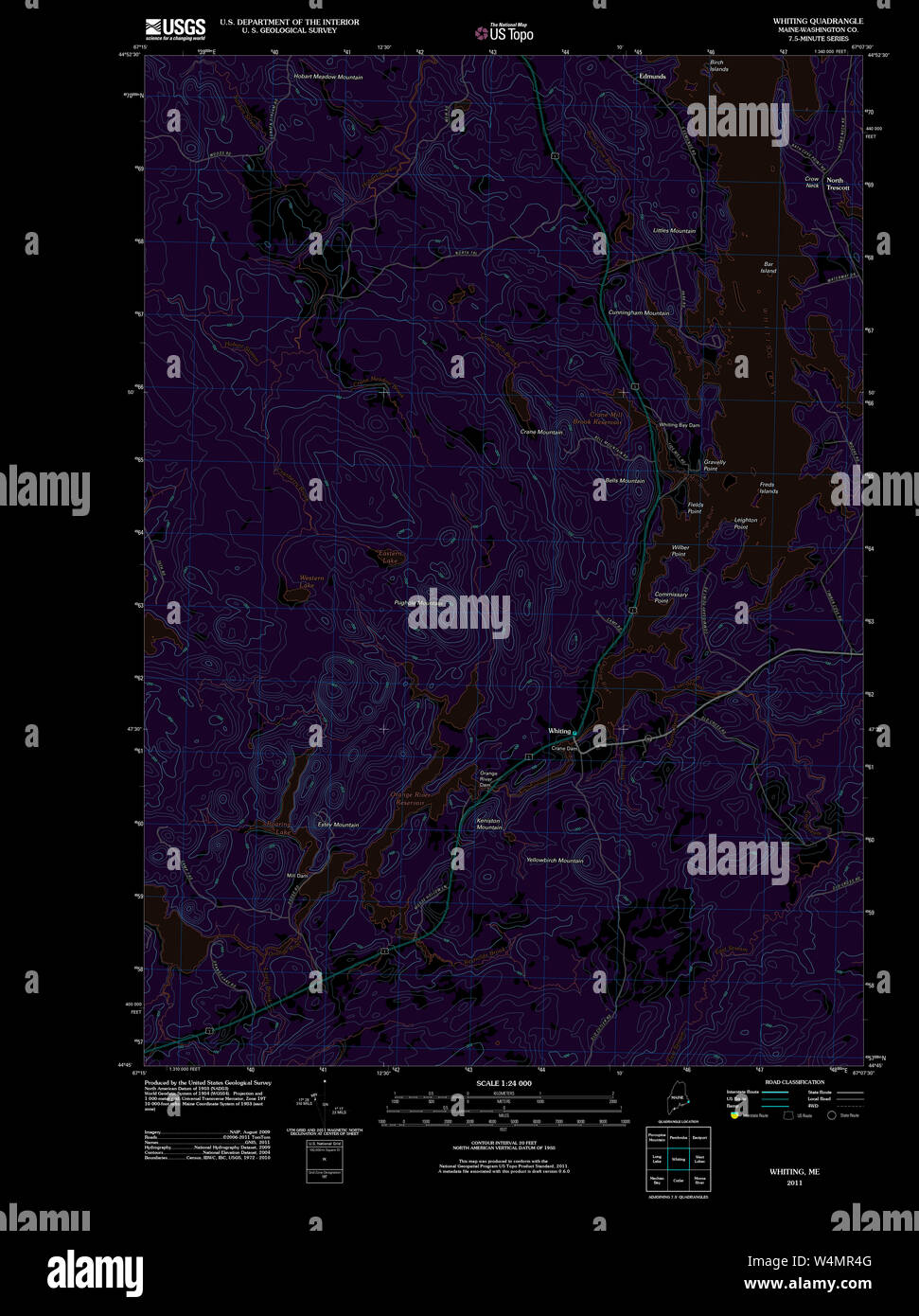 Maine USGS Historical Map Whiting 20110830 TM Inversion Restoration Stock Photo Alamy