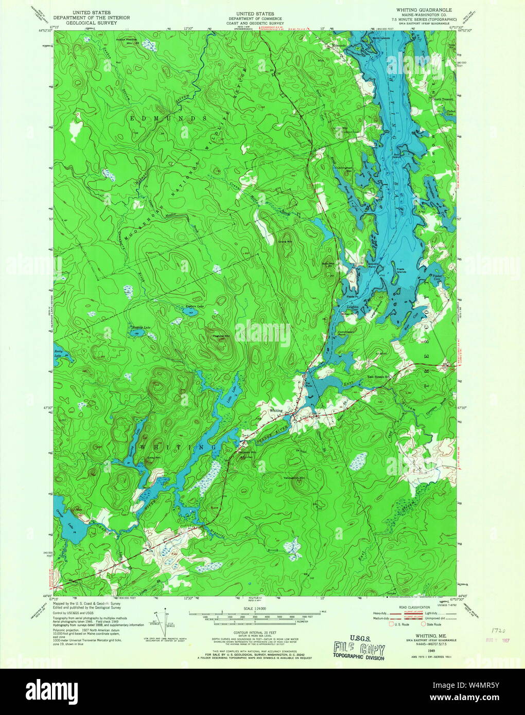 Maine USGS Historical Map Whiting 807306 1949 24000 Restoration Stock
