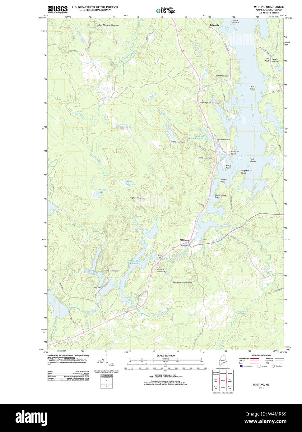 Maine USGS Historical Map Whiting 20110830 TM Restoration Stock Photo