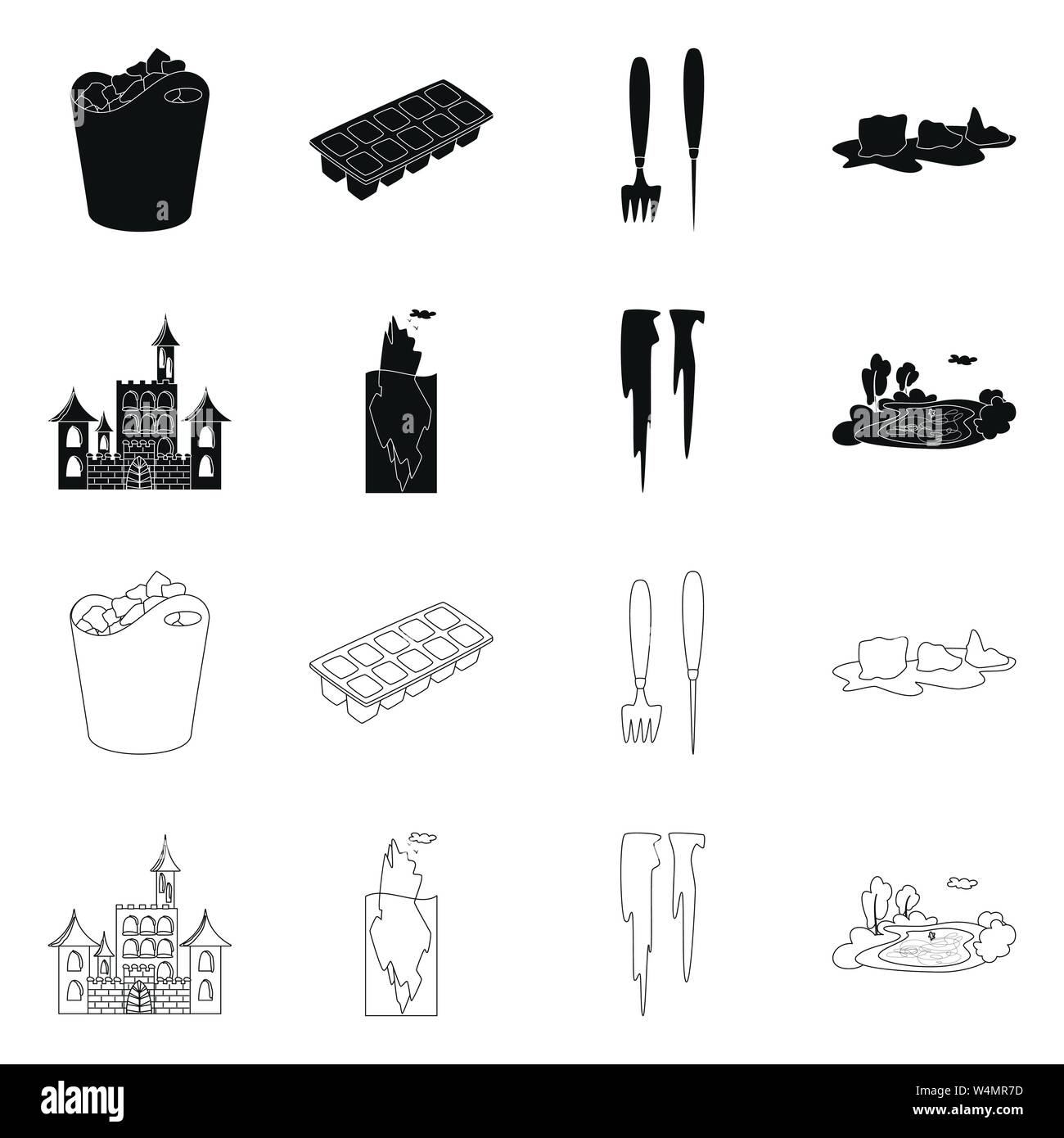 Vector design of texture and frozen icon. Set of texture and ...