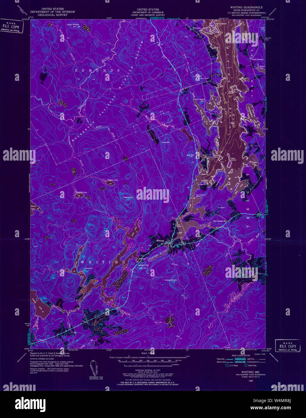 Maine USGS Historical Map Whiting 807307 1949 24000 Inversion Restoration Stock Photo Alamy