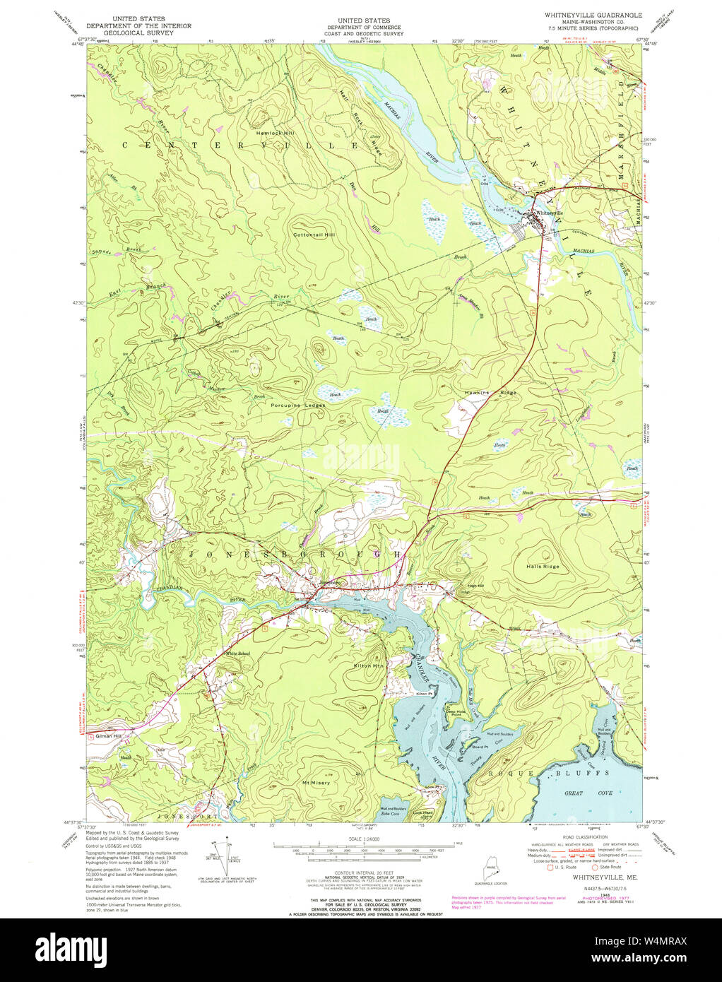 Maine USGS Historical Map Whitneyville 103111 1948 24000 Restoration