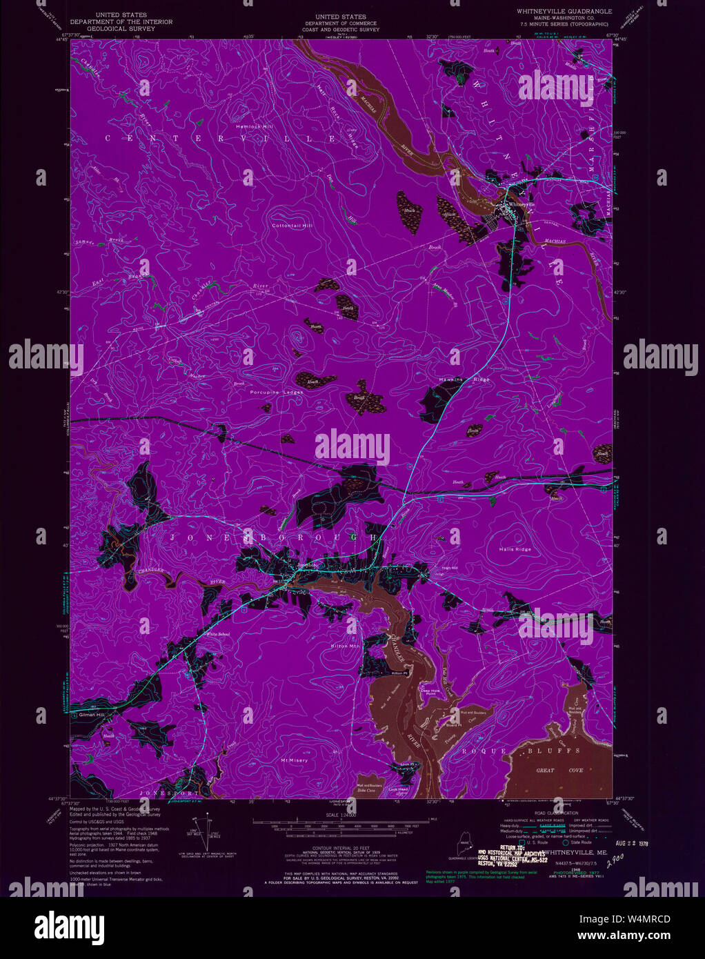 Maine USGS Historical Map Whitneyville 807308 1948 24000 Inversion