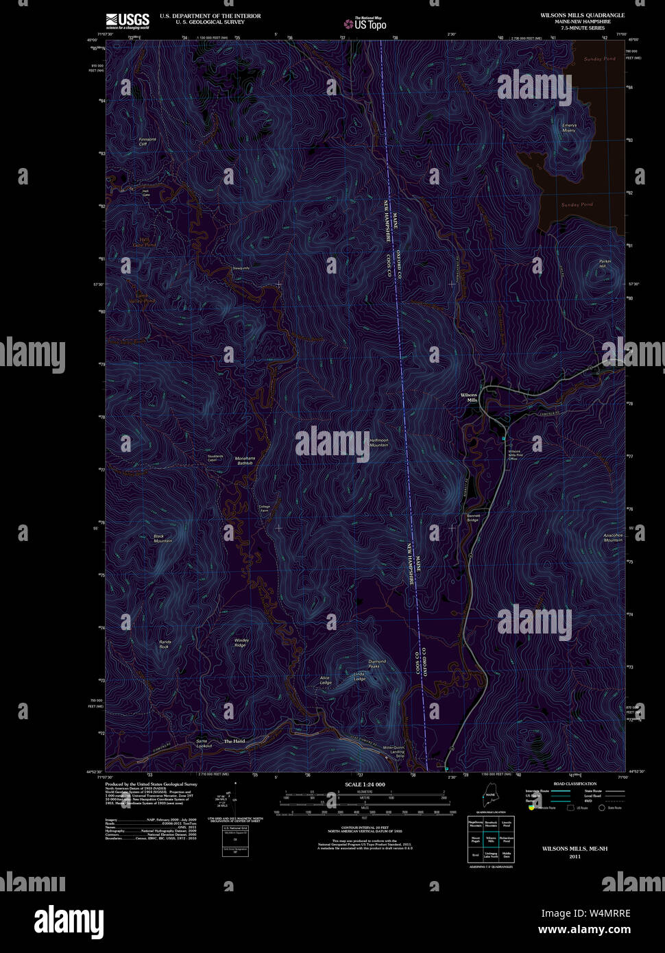 Maine USGS Historical Map Wilsons Mills 20110906 TM Inversion