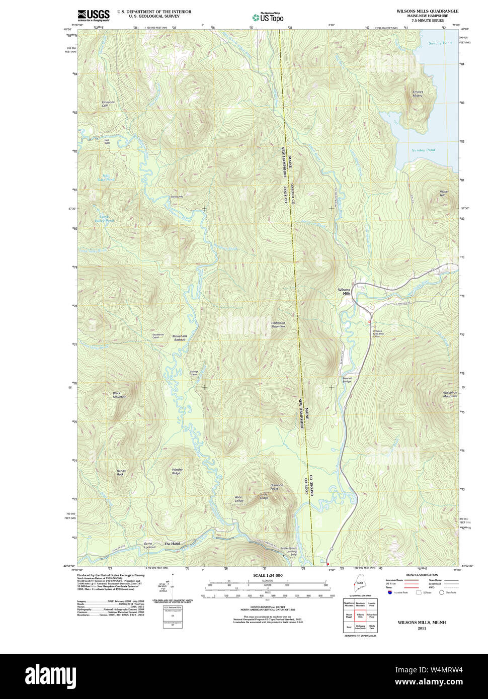 Maine USGS Historical Map Wilsons Mills 20110906 TM Restoration Stock