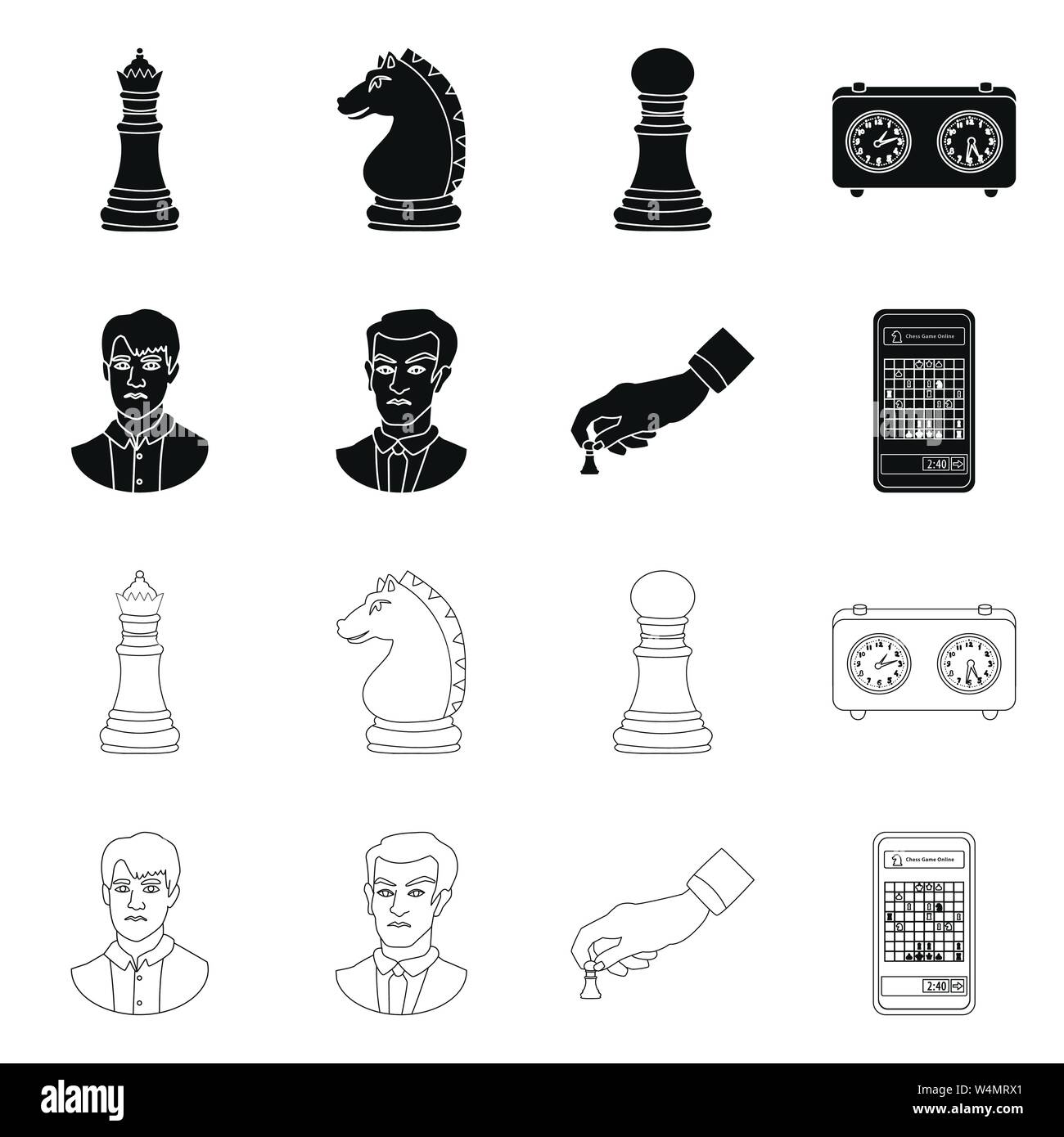 Vector illustration of checkmate and thin icon. Collection of checkmate and target vector icon for stock. Stock Vector
