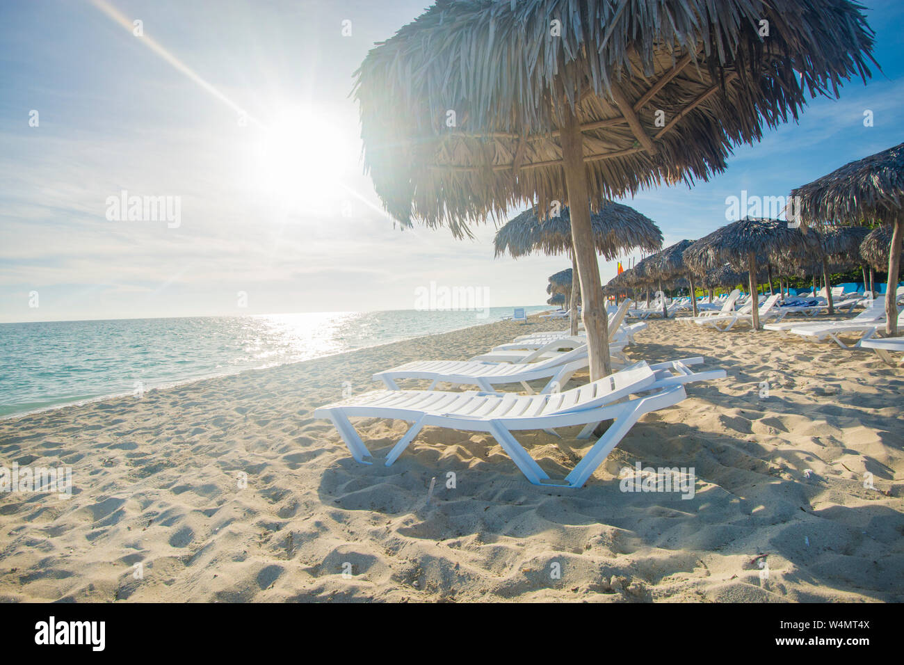 Caribbean Beaches. Hotels in Varadero, Cuba, are located close to beautiful beaches. The weather is hot and the sunsets are spectacular. Stock Photo