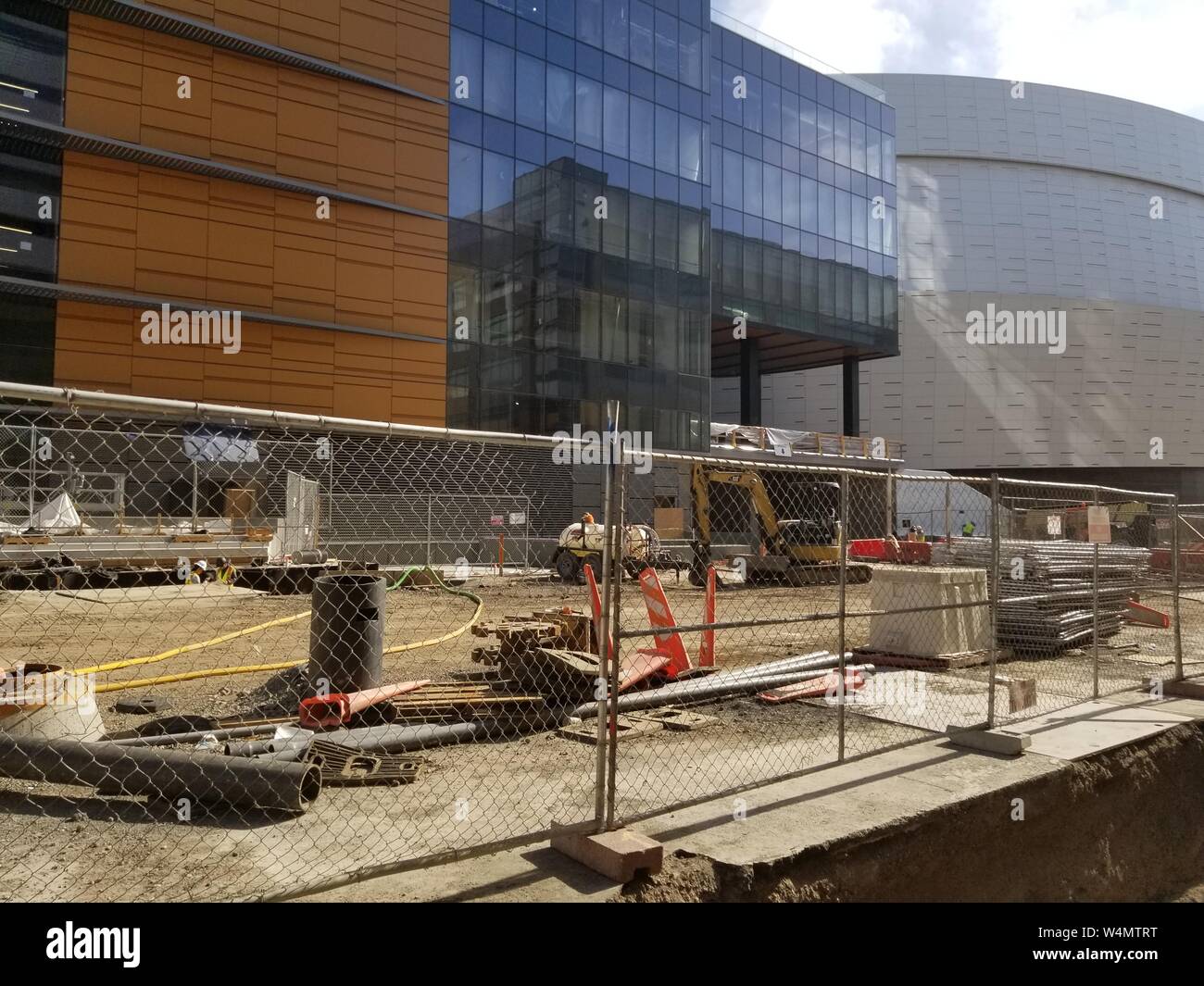Construction site at Chase Center, the new home of the Golden State Warriors basketball team in the Mission Bay neighborhood of San Francisco, California, June 18, 2019. () Stock Photo